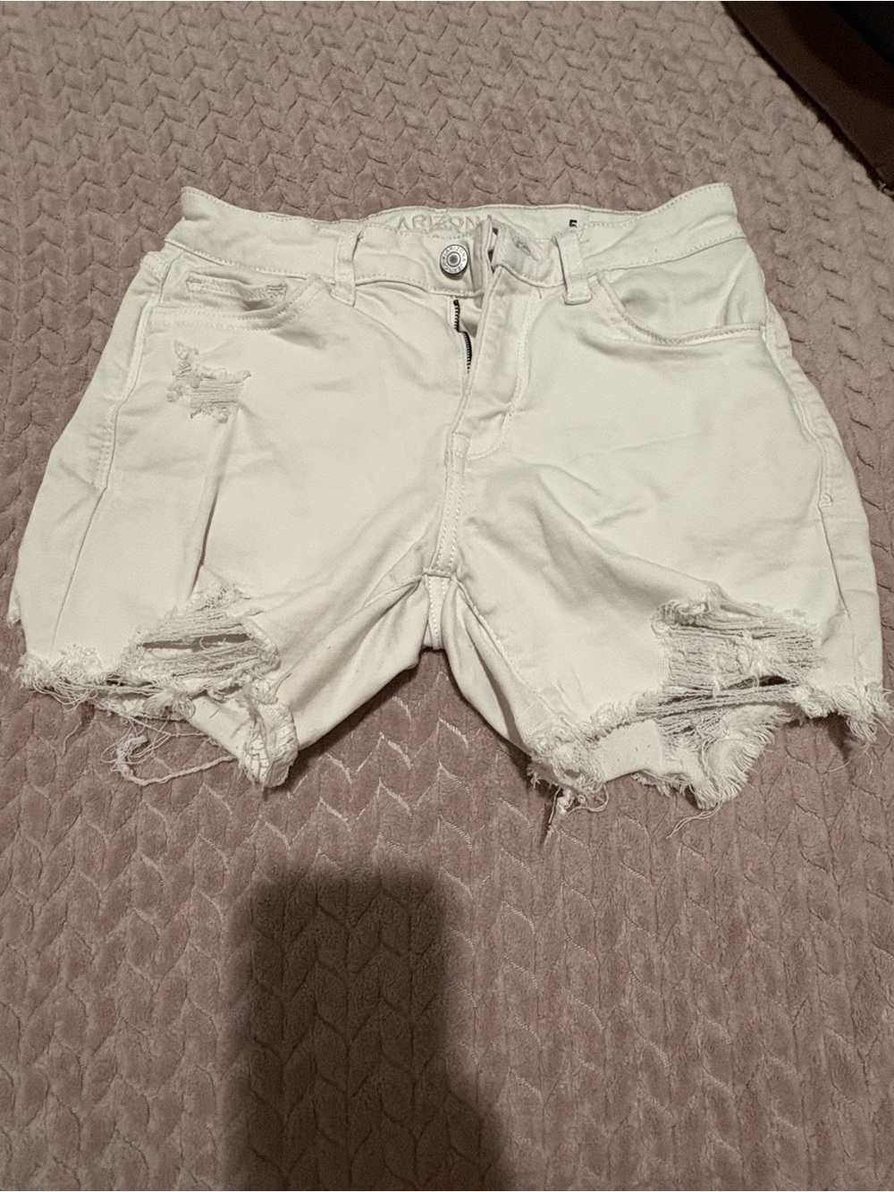 Arizona Jean Company White Distressed Cutoff Denim Shorts